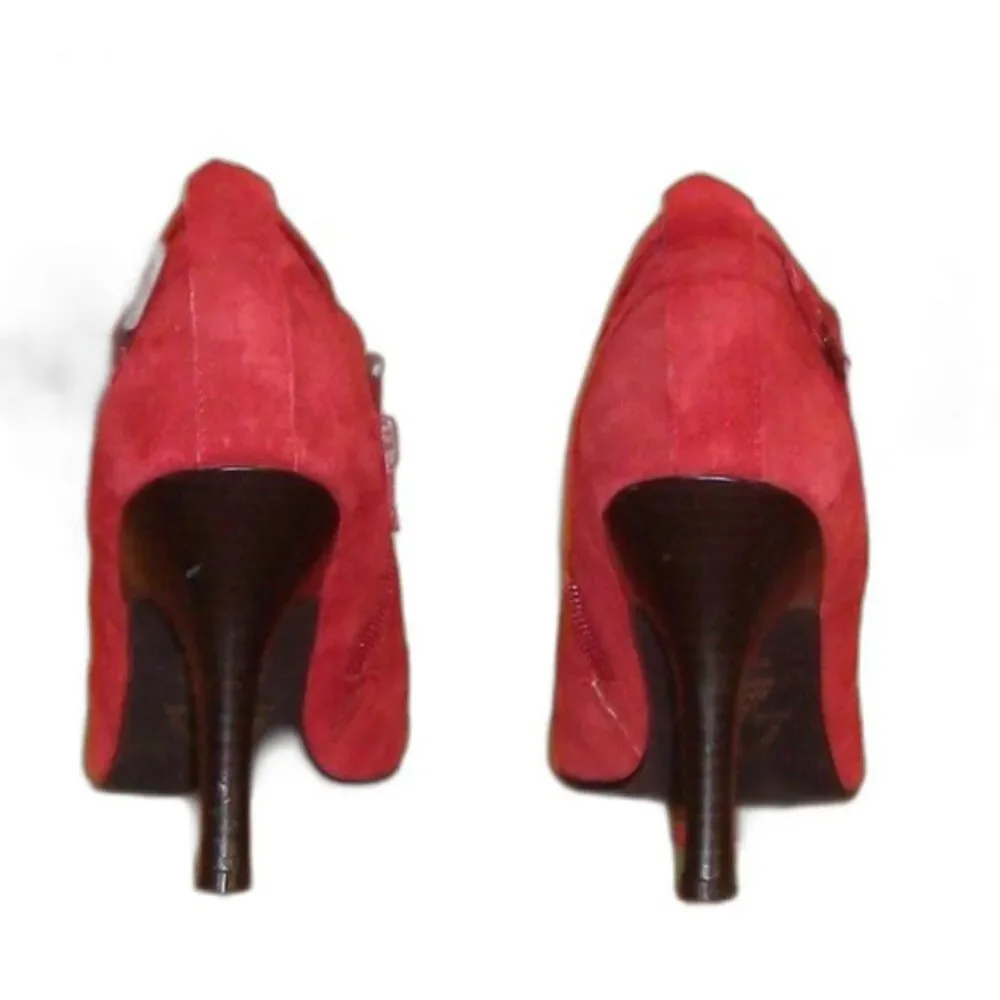 Vintage 80's Cami Red Suede High Heeled Boots Booties Womens Size 7